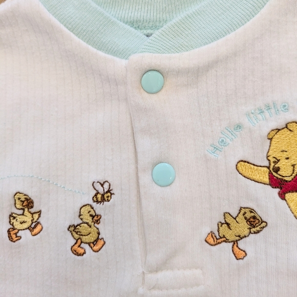 Vintage Disney Winnie the Pooh Embroidered Baby One Piece - White and Blue - Picture 4 of 5